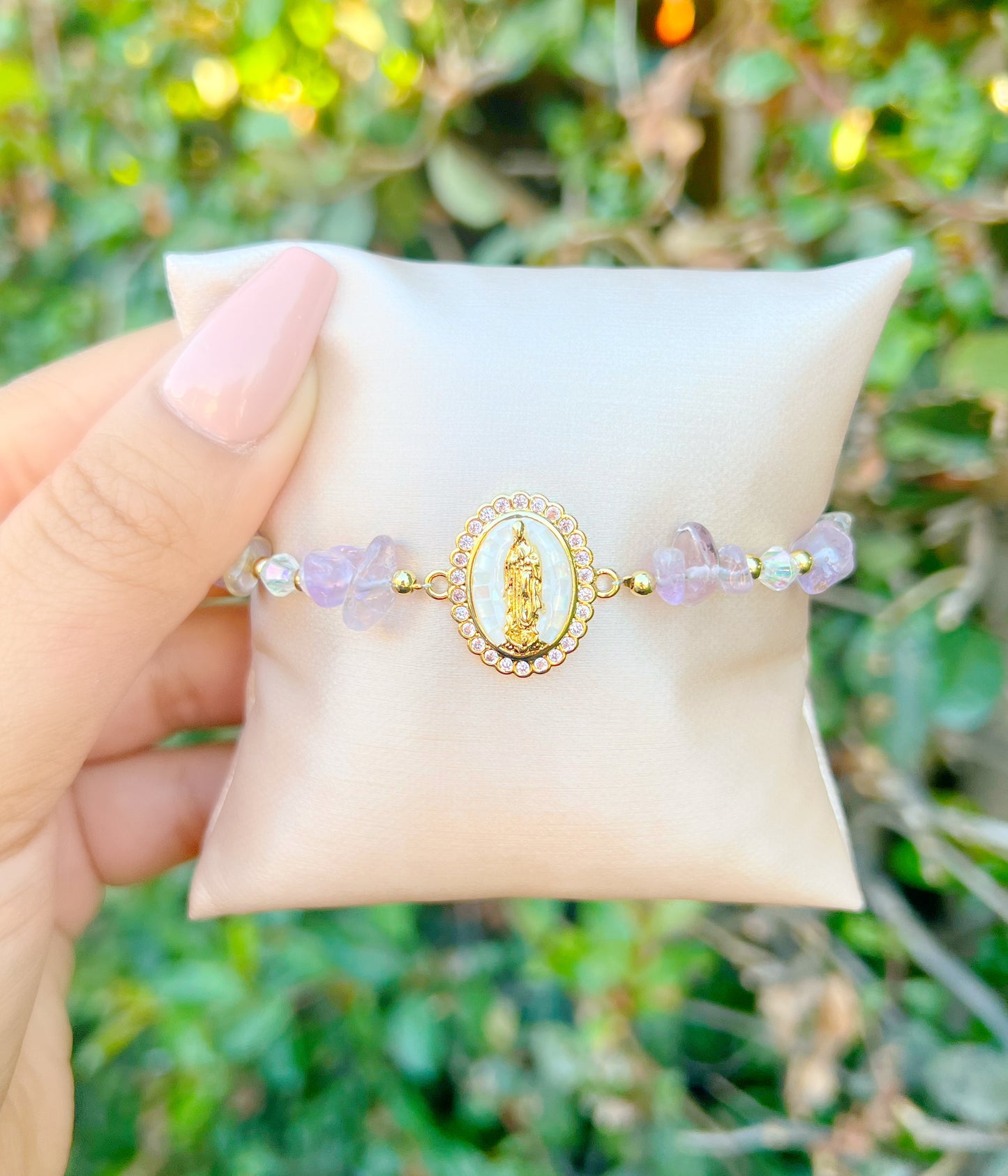 White Amethyst Mary Bracelet