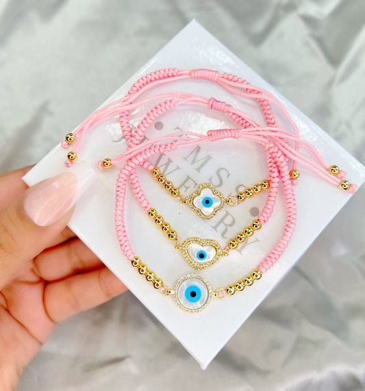 Pink Evil Eye Bracelets