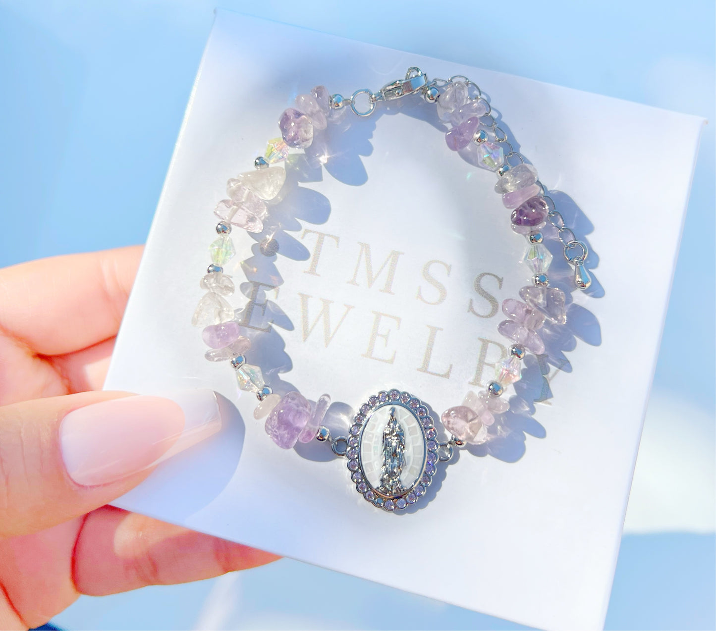 Silver Amethyst Mary Bracelet