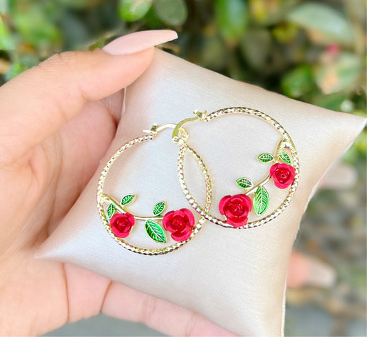 Rose Hoop Earrings