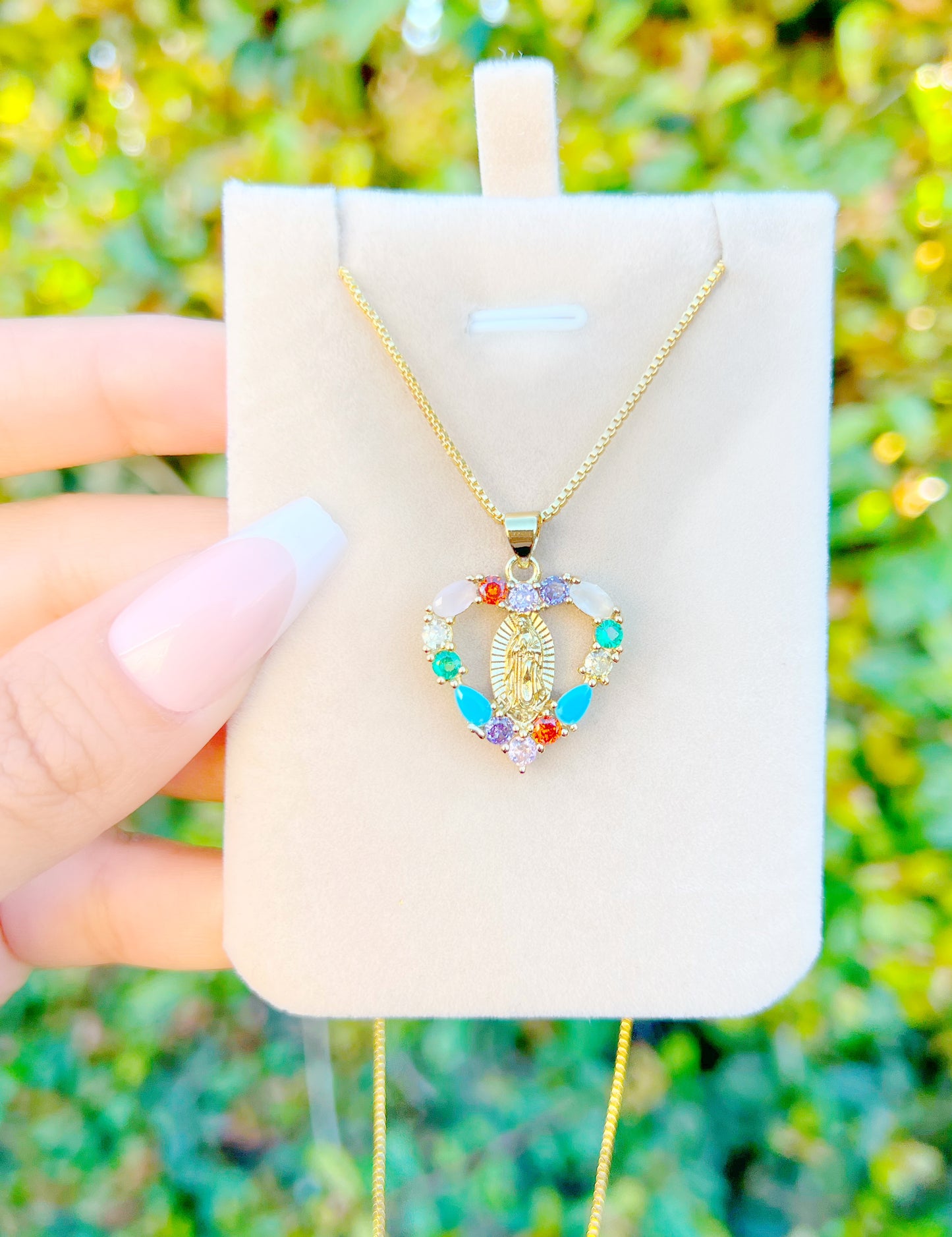 Colorful Heart Virgen Necklace