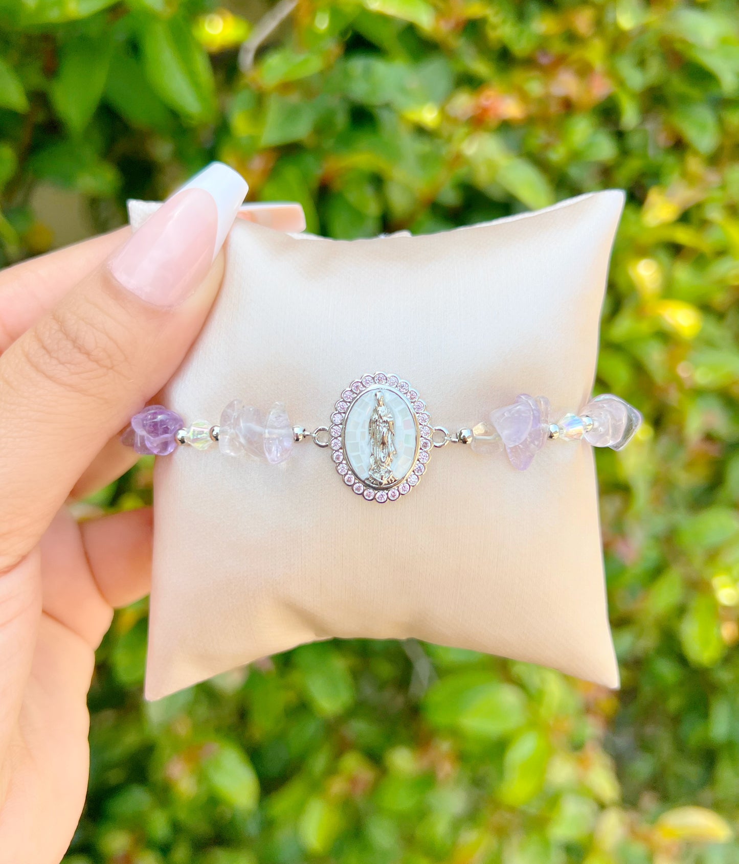 Silver Amethyst Mary Bracelet