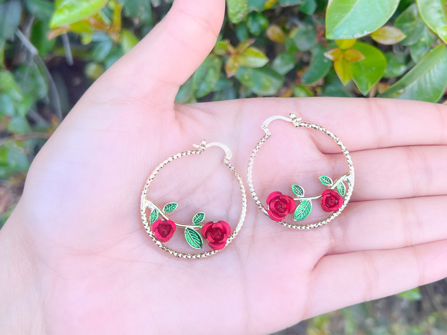 Rose Hoop Earrings