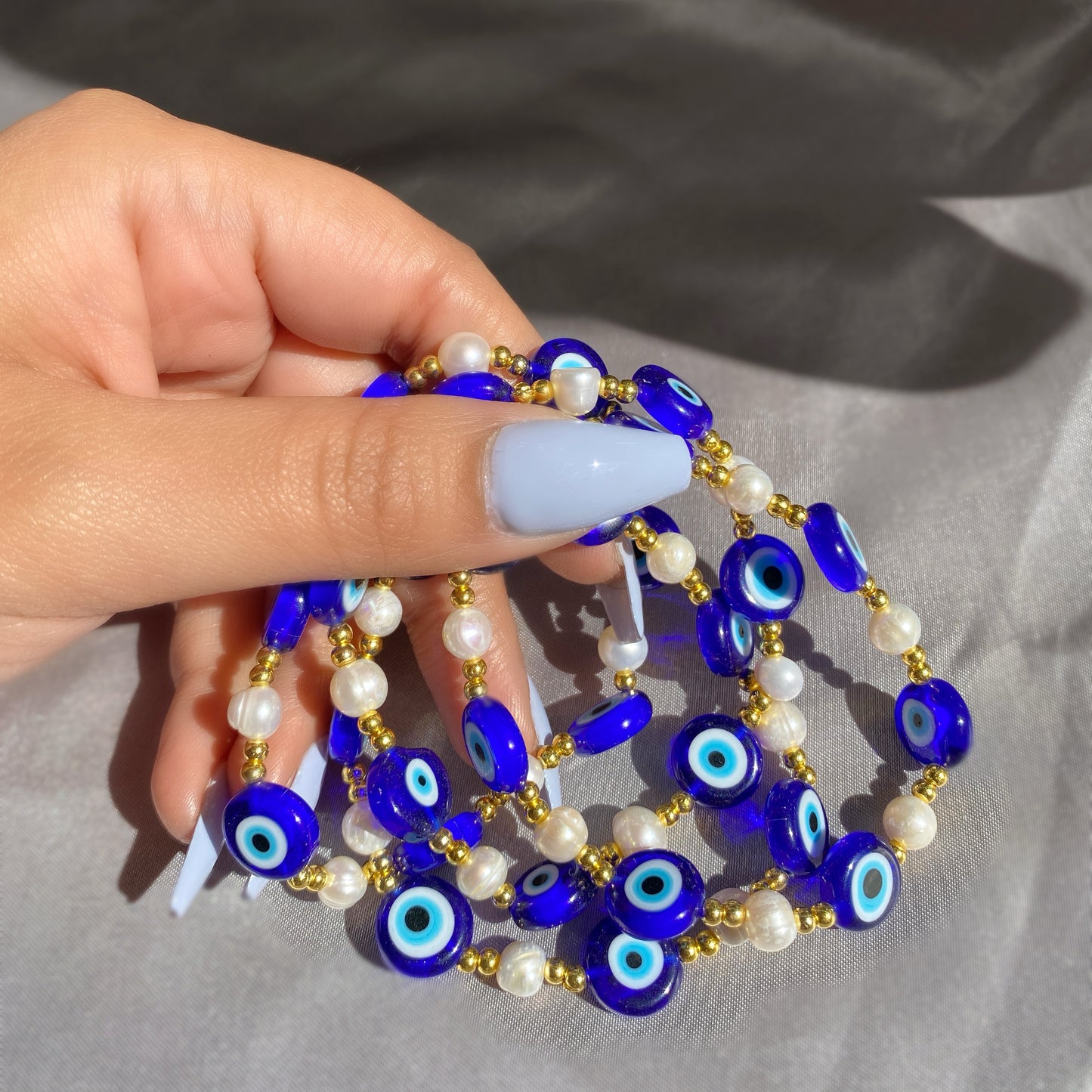 Pearl Evil Eye Bracelet