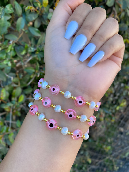 Pearl Evil Eye Bracelet